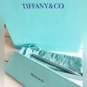 Tiffany & Co. Silver T Bar Ball Point Pen Blue Ink